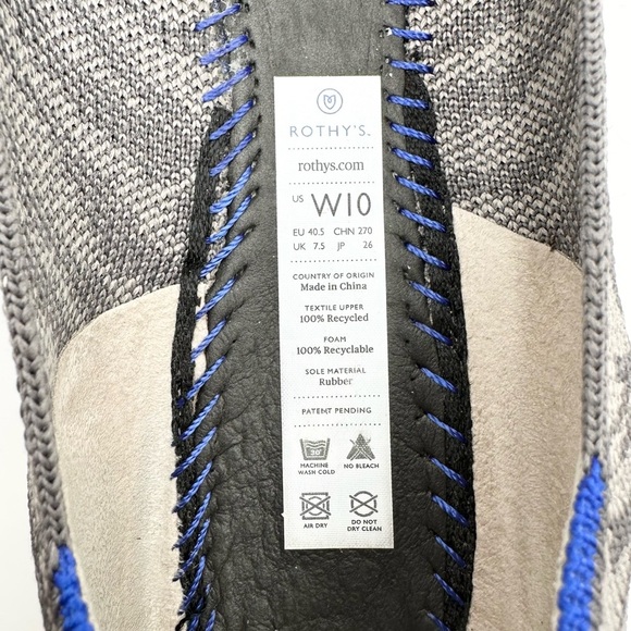 Rothy's the Point Grey Zebra Pointed Toe Slip On Flat Shoes - Picture 7 of 9